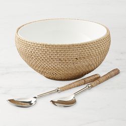Light Woven Salad Bowl & Servers