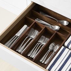 OPEN BOX: Hold Everything Flatware In-drawer Organizer, Walnut Finish, Large