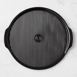 Emile Henry French Ceramic Ribbed Pizza Stone, Black