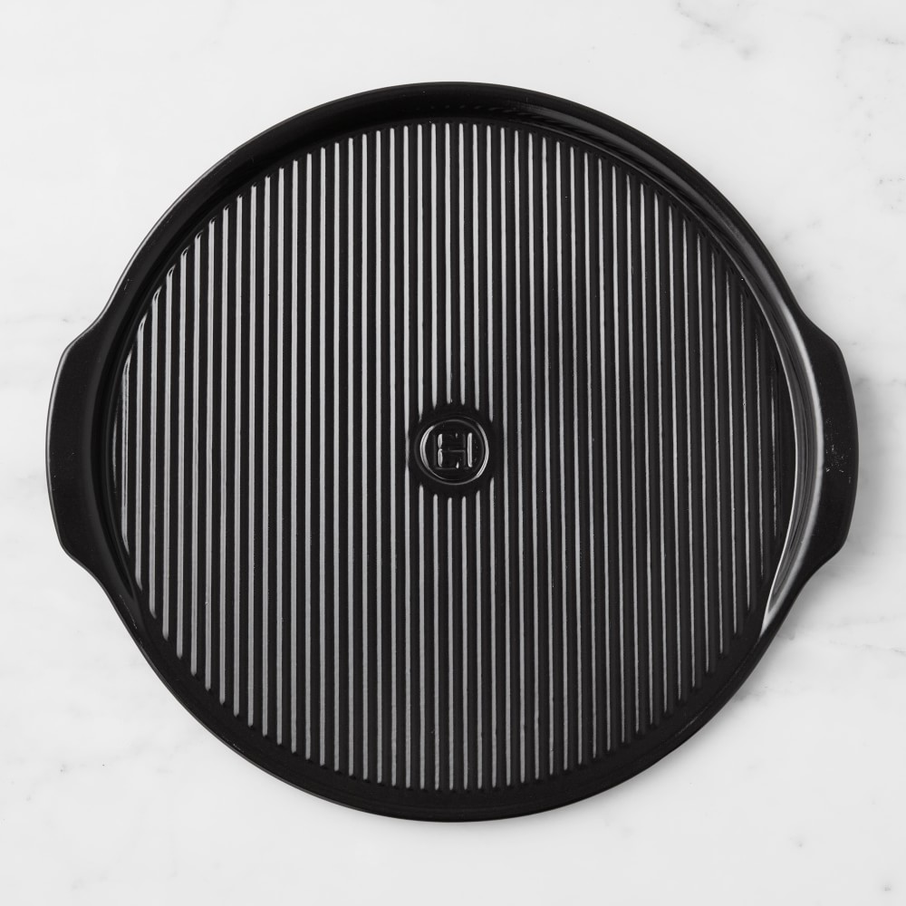 Emile Henry French Ceramic Ribbed Pizza Stone - Black
