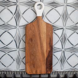 Jeanne Fitz Wood &amp; White Rectangle Cheese Board