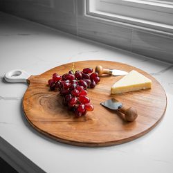 Jeanne Fitz Wood &amp; White Round Cheese Board