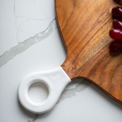 Jeanne Fitz Wood &amp; White Round Cheese Board
