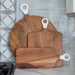 Jeanne Fitz Wood &amp; White Square Cheese Board