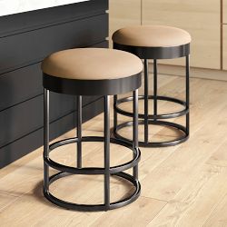 Sydney Upholstered Backless Bar Stool, Taupe