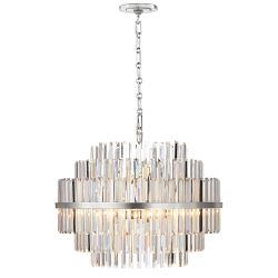 Vienna Round Crystal Chandelier, Polished Nickel