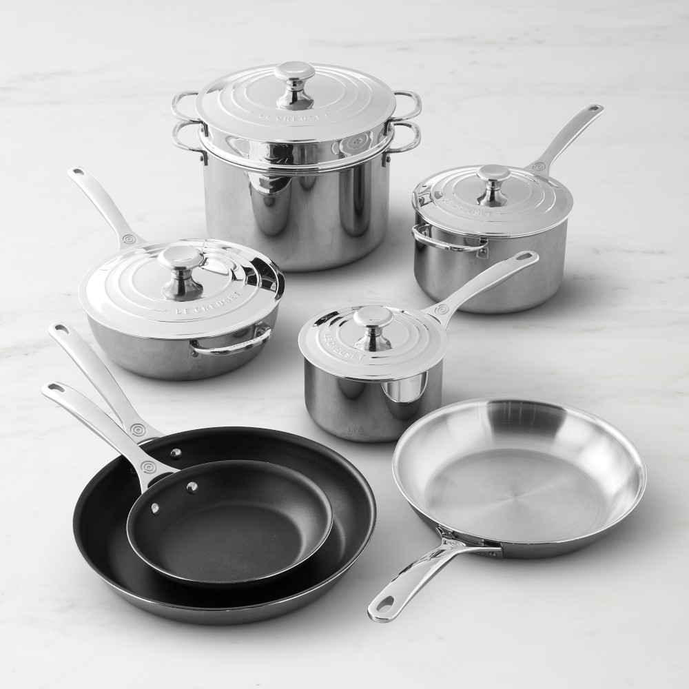 Le Creuset Signature Stainless-Steel Mixed Material 12-Piece Cookware Set