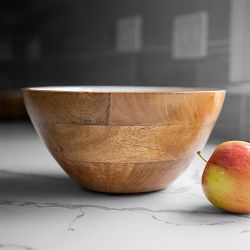 Jeanne Fitz Wood &amp; White Salad Bowls