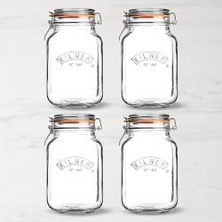 Kilner Square Clip Top Jar, 51 oz, Set of 4