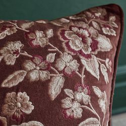 Floral Velvet Embroidered Pillow Cover