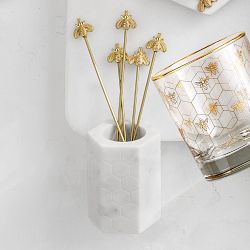 Williams Sonoma Marble &amp; Brass Bee Cocktail Picks