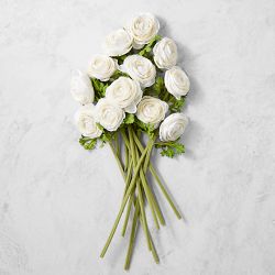 Jeff Leatham x Williams Sonoma Real Touch Faux White Ranunculus Stems, Set of 12