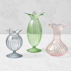 Pastel Floral Glass Bud Vases, Set of 3