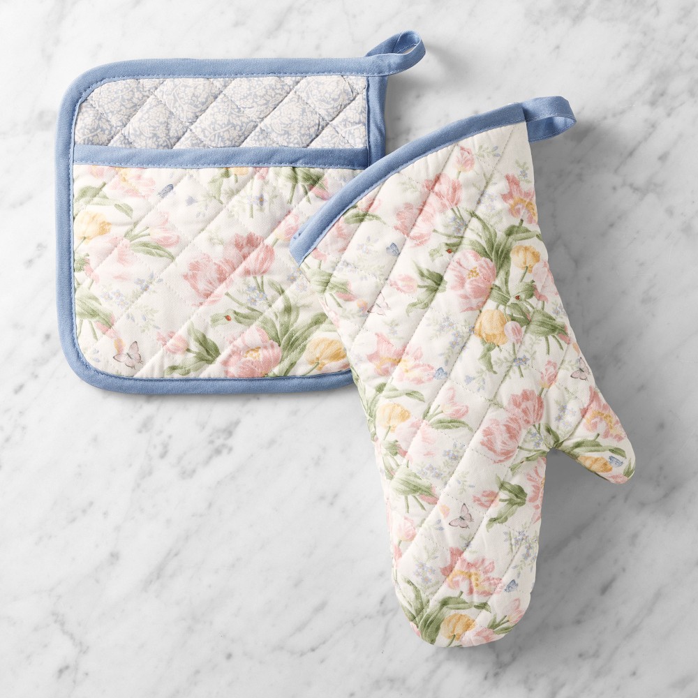 Garden Flowers Oven Mitt & Potholder Set