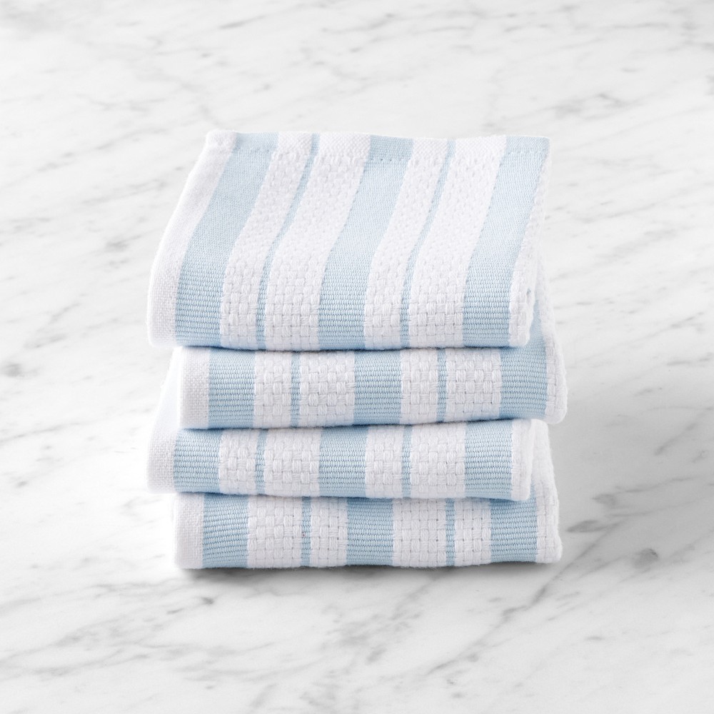 Williams Sonoma Classic Striped Dishcloths - Set of 8, Ice Water Blue