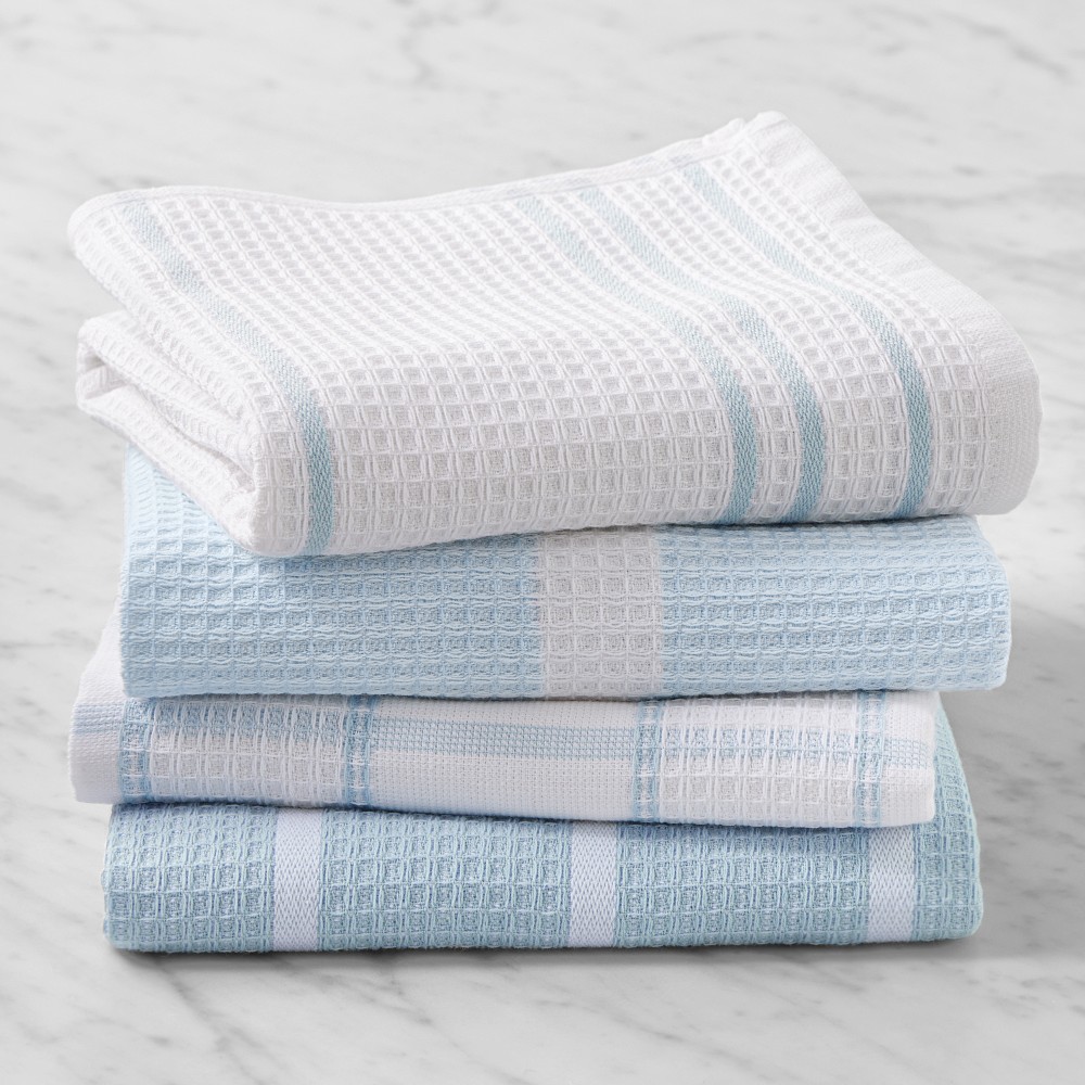 Williams Sonoma Super Absorbent Waffle Weave Towels - Ice Water Blue