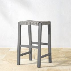 Larnaca Slate Grey Metal All-Weather Weave Backless Bar Stool