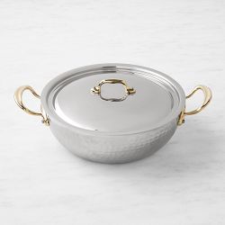 Mauviel M'Elite B Hammered Stainless-Steel Wok, 5-Qt.