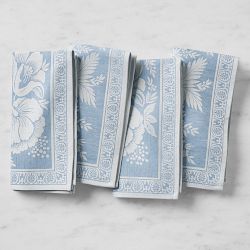 Vintage Floral Jacquard Napkins, Set of 4, Blue
