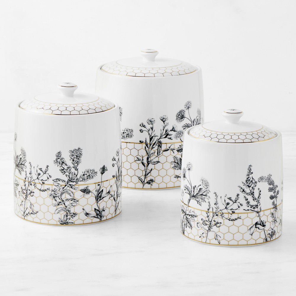 Honeycomb Porcelain Canister - Set of 3