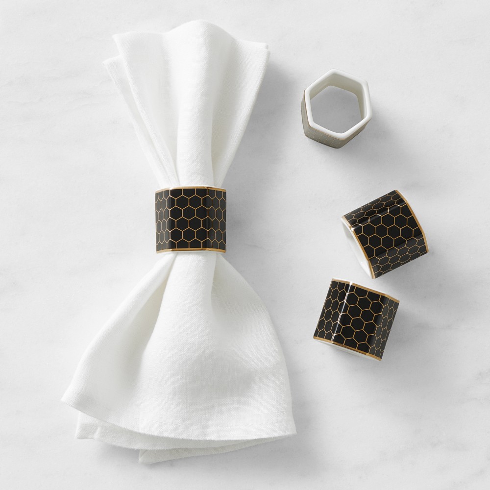 Honeycomb Napkin Rings, Set of 4 - Set of 4, Bee
