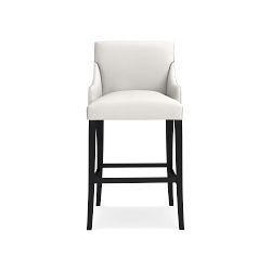 OPEN BOX: Belvedere Dining Bar Stool, Performance Slub Weave, White, Ebony Leg