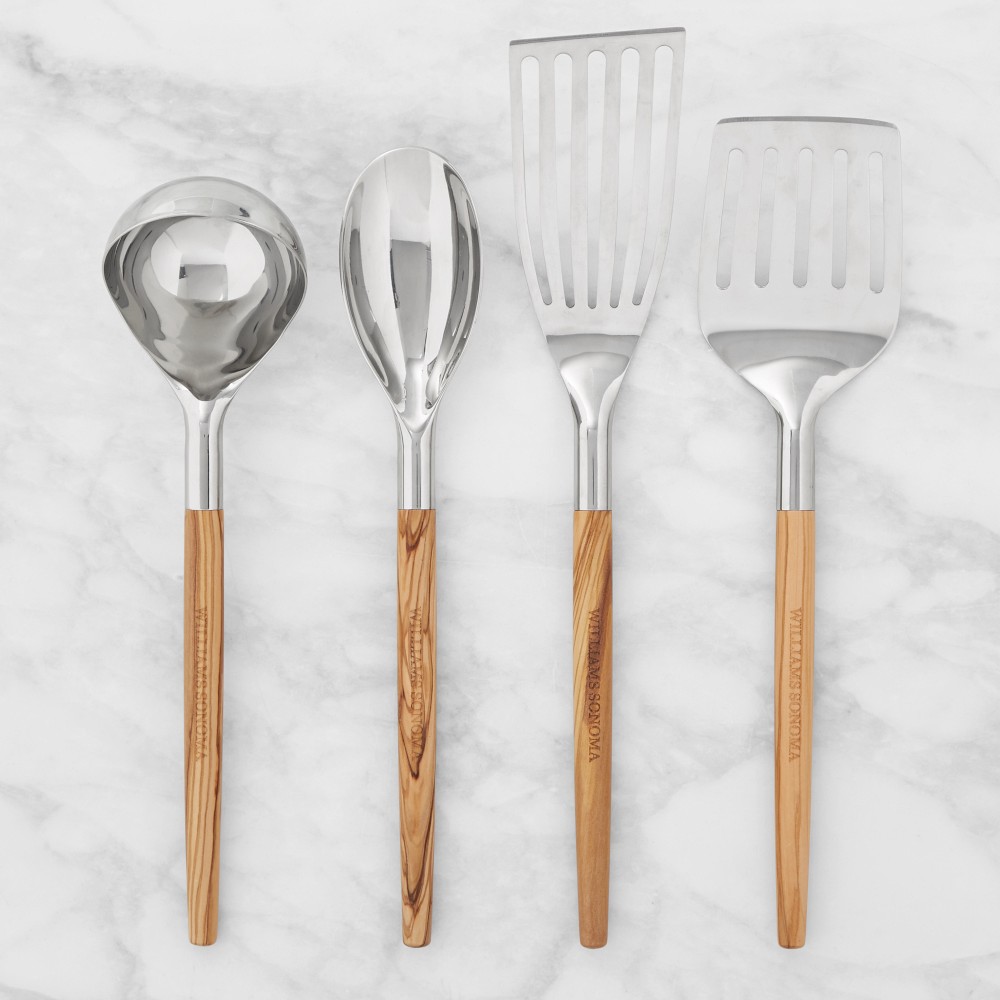 Williams Sonoma Stainless-Steel Olivewood Utensils, Set of 4 - Set of 4