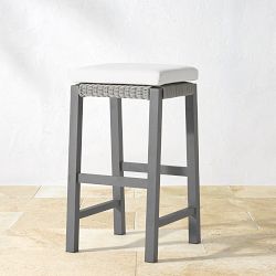 Larnaca Slate Grey Metal All-Weather Weave Backless Bar Stool