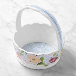 Garden Flowers Ceramic Egg Basket
