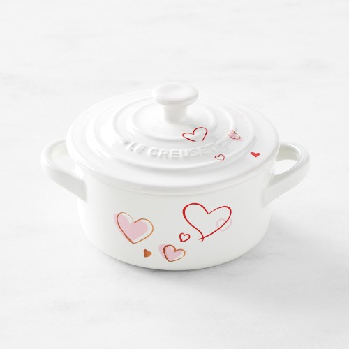 Le Creuset Stoneware Mon Coeur Mini Cocotte, 8-oz, White
