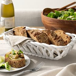 Low Ceramic Woven Bread Basket
