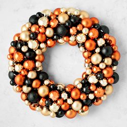Pre-Lit Halloween Bauble Faux Wreath, 28"
