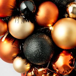 Pre-Lit Halloween Bauble Faux Wreath, 28"