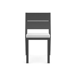 Larnaca Dining Stackable Side Chair Cushion, Standard, Sunbrella Performance Canvas, White, Slate Metal