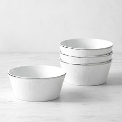 Pillivuyt Eventail Platinum Porcelain Cereal Bowls, Set of 4