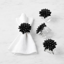 Kim Seybert Zinnia Napkin Rings, Set of 4, Black