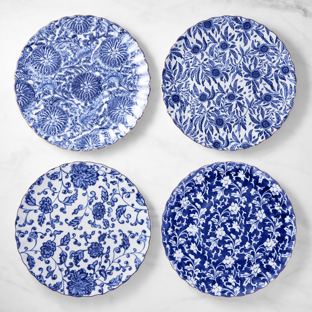 Marlo Thomas x Williams Sonoma Dinner Plates - Set of 4, Blue Floral