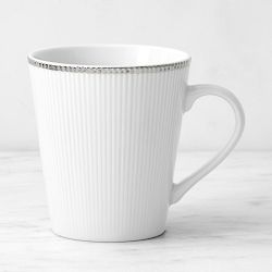Pillivuyt Eventail Platinum Porcelain Mugs, Set of 4
