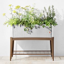 Vintage Galvanized Raised Planter with Rust Stand, 3.3' x 3.1"