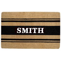 French Stripe Doormat, Personalized, 36" X 22", Black