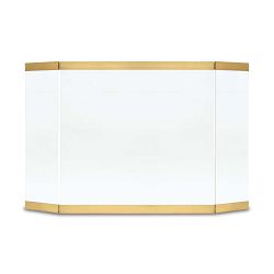 Modern Glass Three Panel Fireplace Screen, Brass