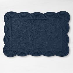 Vine Floral Boutis Scalloped Placemat, Each, Navy