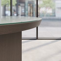 Dietrich Round Communal Table Standard Glass Top:52 Inch