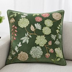 Marcella Velvet Embroidered Pillow Cover