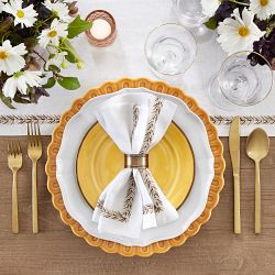 Leaf Garland Embroidered Napkins, Set of 4