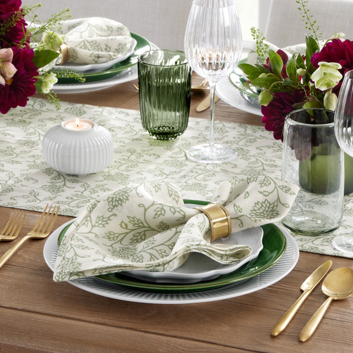 Dahlia Table Runners, Linen & Handcrafted | Williams Sonoma