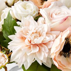 Faux Mixed Spring Floral Arrangement, Cylinder Vase