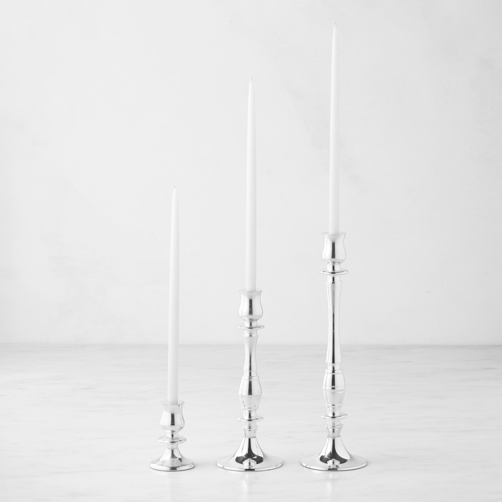 Heirloom Silver Tiny Taper Holders | Williams Sonoma