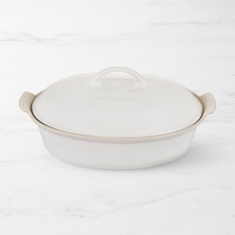 Le Creuset Heritage Stoneware Oval Covered Casserole, 4-Qt. - 4-Qt., Matte White