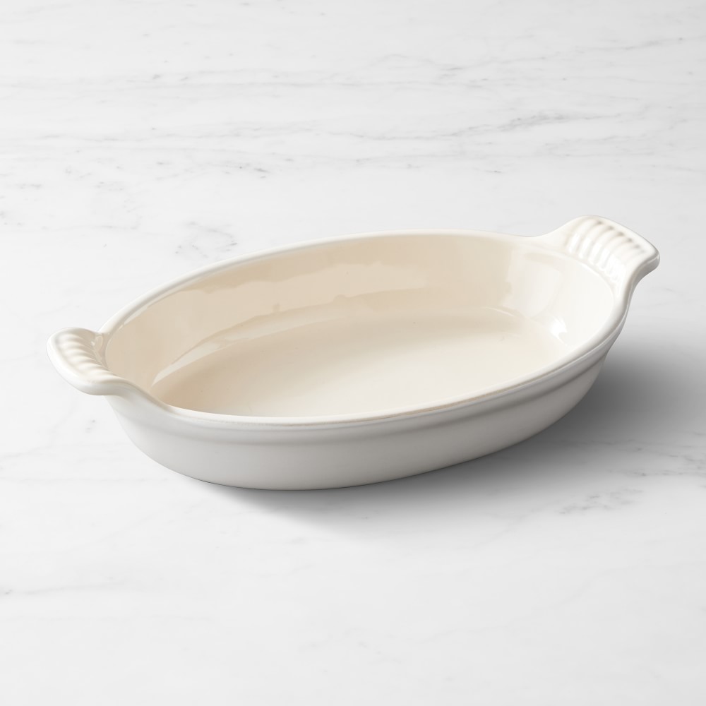Le Creuset Heritage Stoneware Oval Gratin - 9 1/2", White Matte
